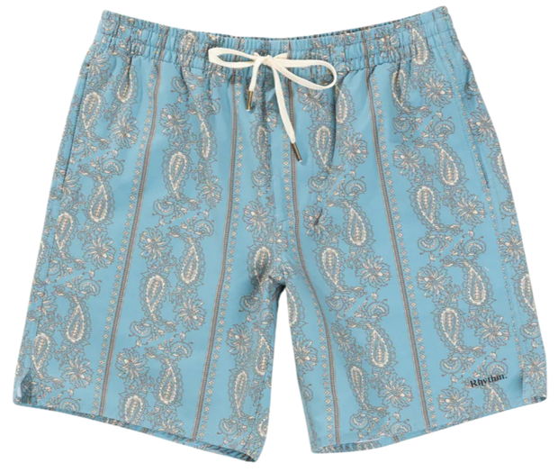 Paisley Stripe Beach Short - Slate