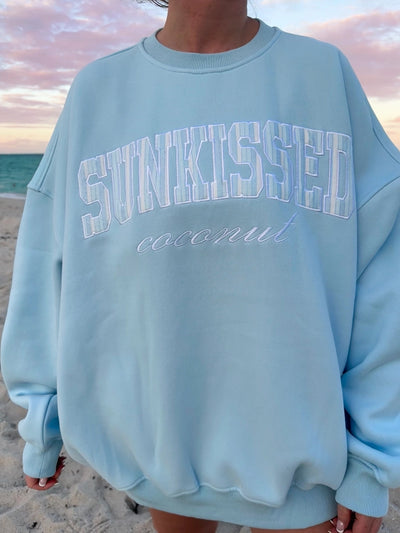 Sunkissed in Vogue Striped Sweatshirt - Icy Blue