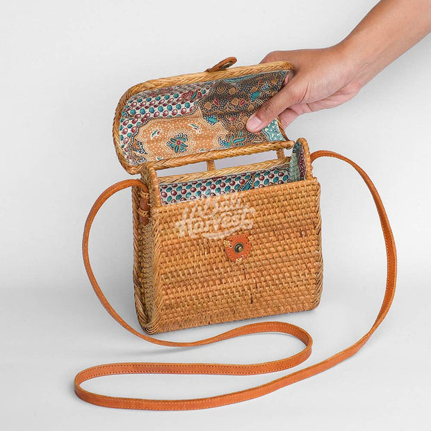 Rattan Bag Purse Wallet Clutch (Envelope Brown) - Ata Straw