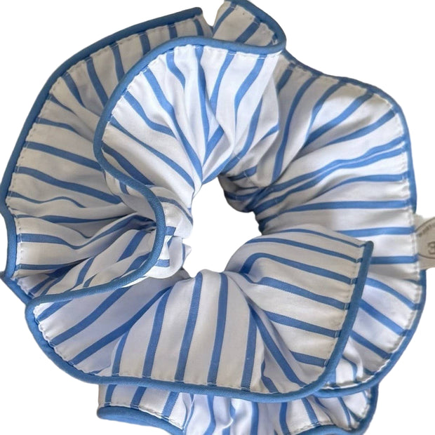Blue Stripe Oversized Scrunchie Hair Tie