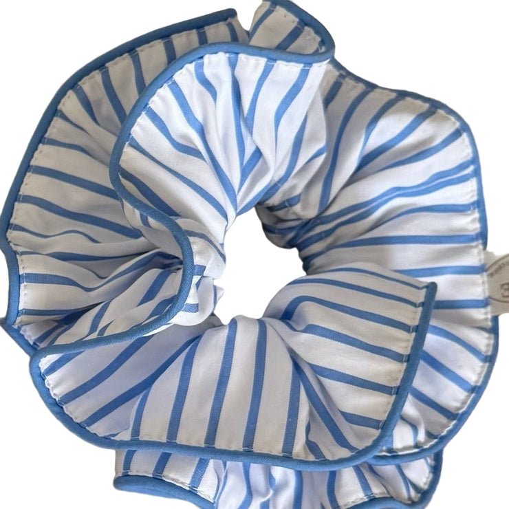 Blue Stripe Oversized Scrunchie Hair Tie