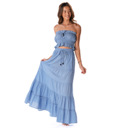 Shipwrecked Maxi Skirt with Bead - Denim Blue