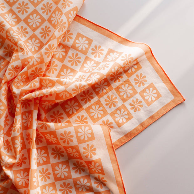 Daisy Check Bandana in Orange