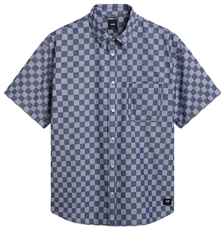Wade Checkerboard Woven Shirt - Dress Blues