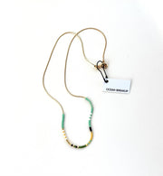 Thin Beaded Necklace - Color Mix Collection: Sea green / Gold Filled
