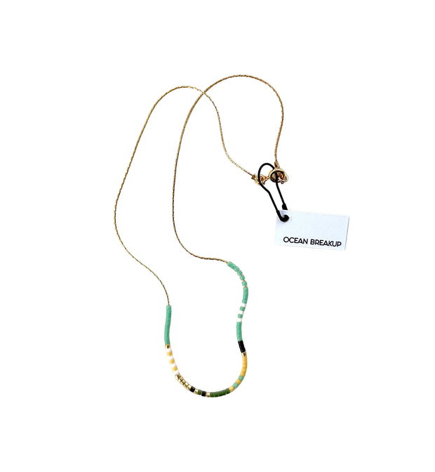 Thin Beaded Necklace - Color Mix Collection: Blue / Gold Filled