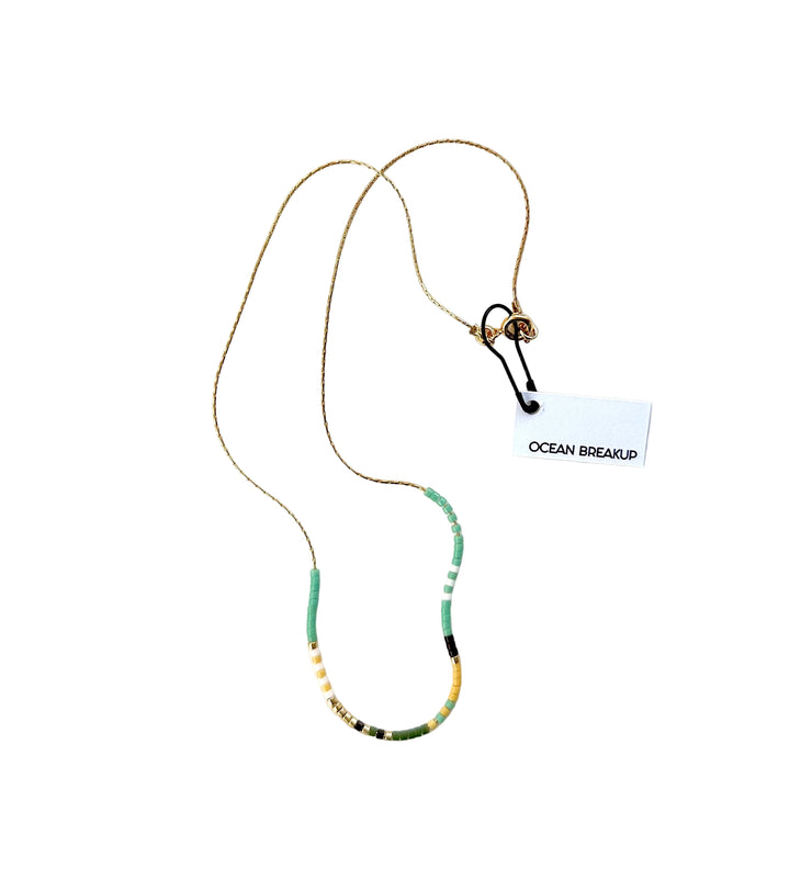 Thin Beaded Necklace - Color Mix Collection: Blue / Gold Filled