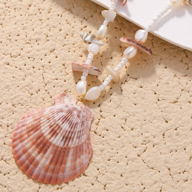Beach Shell Ocean Scallop Pendant Necklace