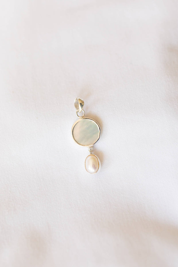 Shell & Pearl Necklace (Handmade): Abalone Shell