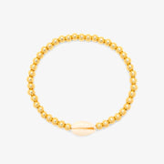 Cowrie Bead Stretch Bracelet - Gold