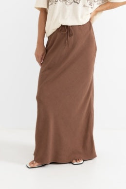 Nadia Bias Cut Maxi Skirt - Chocolate