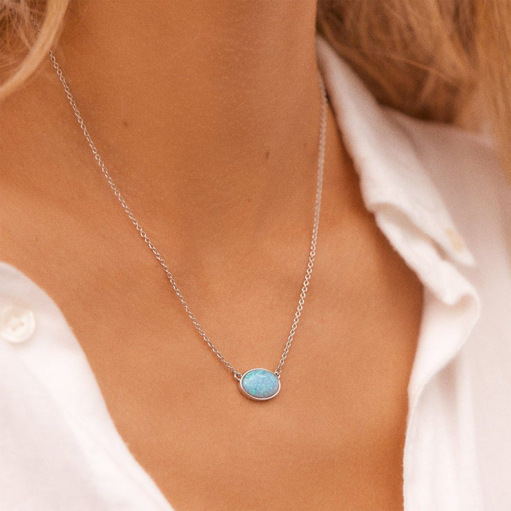 Opal Pendant Necklace - Silver
