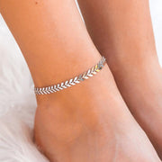 Chevron Chain Anklet - Silver