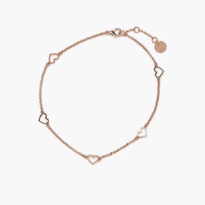 Dainty Hearts Anklet - Rose Gold