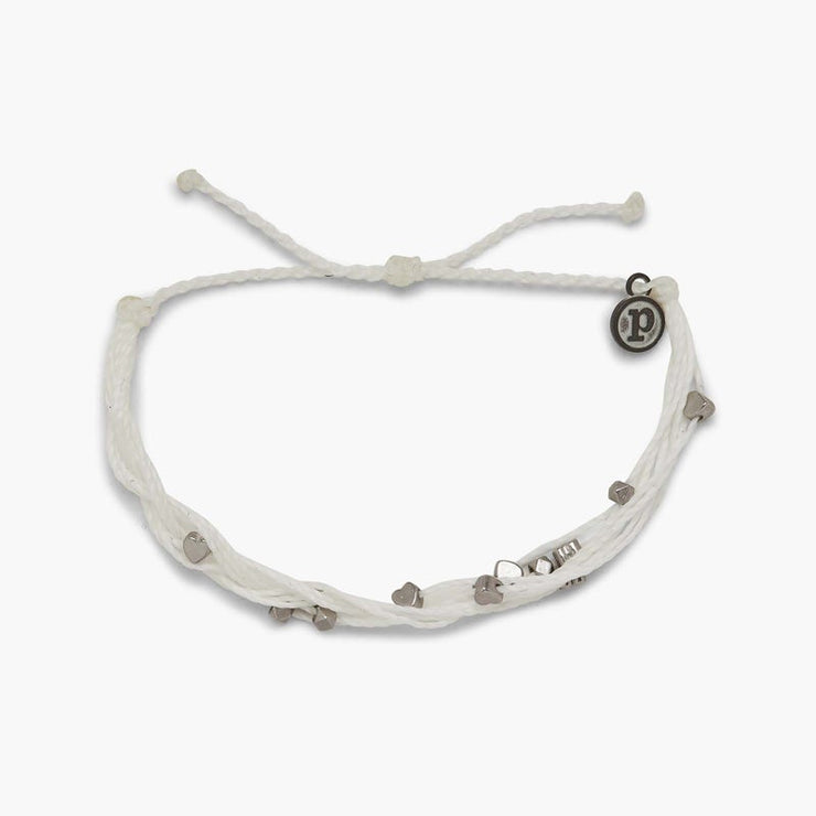 Silver Heart Malibu Bracelet - White