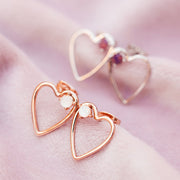 Sweetheart Stone Earrings - Rose Gold