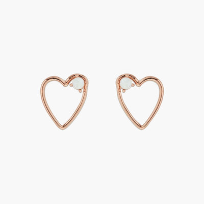 Sweetheart Stone Earrings - Rose Gold