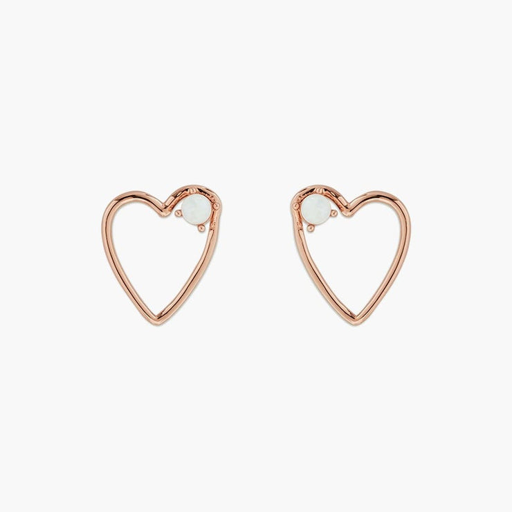 Sweetheart Stone Earrings - Rose Gold
