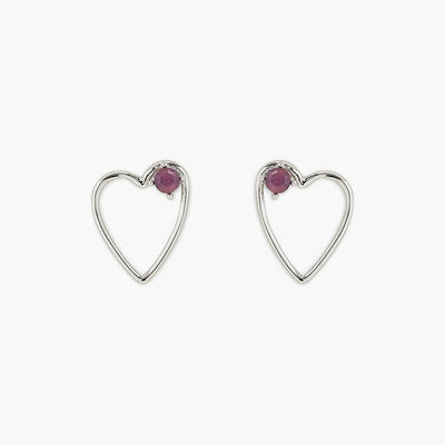 Sweetheart Stone Earrings - Silver