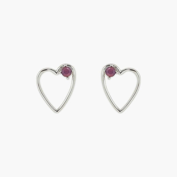 Sweetheart Stone Earrings - Silver