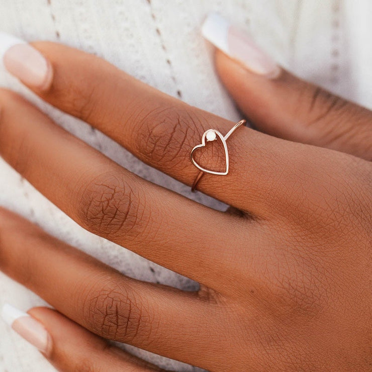 Sweetheart Stone Ring - Rose Gold