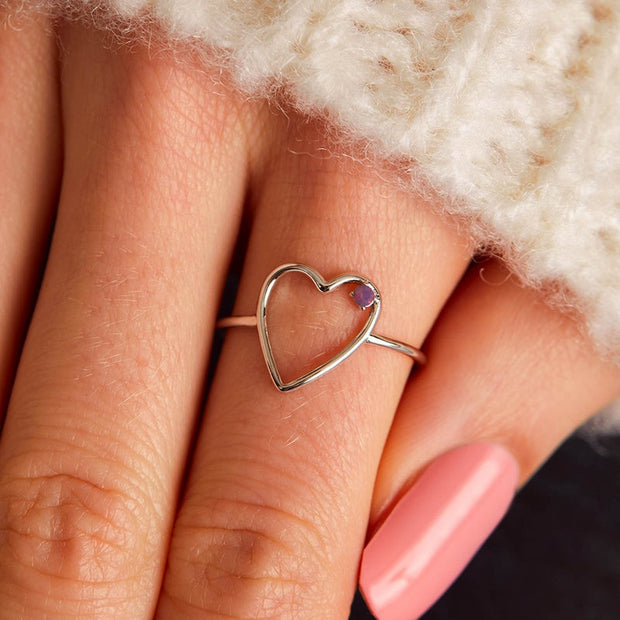 Sweetheart Stone Ring - Silver