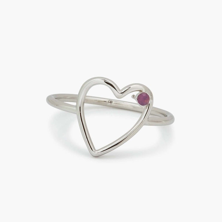 Sweetheart Stone Ring - Silver