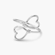 Heart Wire Wrap Ring - Silver