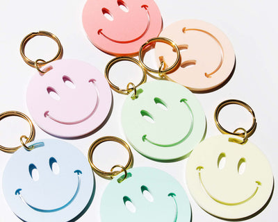 Smiley Face Pastel Acrylic Keychain - Assorted