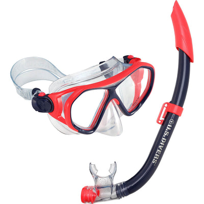 Junior Mask & SeaBreeze Snorkel - Black/Red