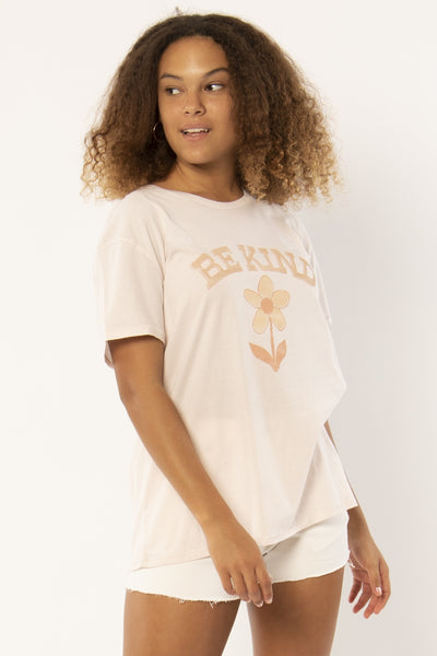Be Kind Short Sleeve Knit Tee - Pink Glow