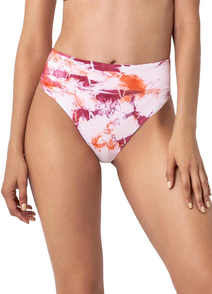 Pink Lollipop Lola - High Rise/High Leg Bottom - Cheeky Cut - Multicolor Tie Dye