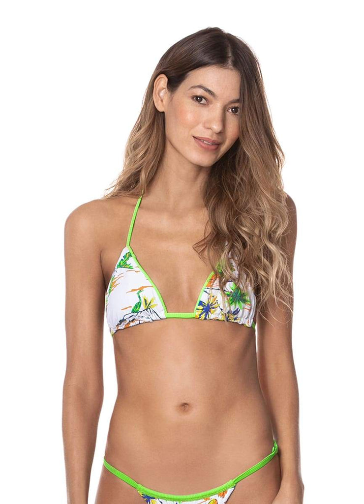 Limeade Green Edge Sliding Triangle Bikini Top