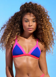 Cobalt Blue Hyacinth Fixed Triangle Bikini Top