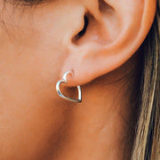 Heart Hoop Earrings - Silver