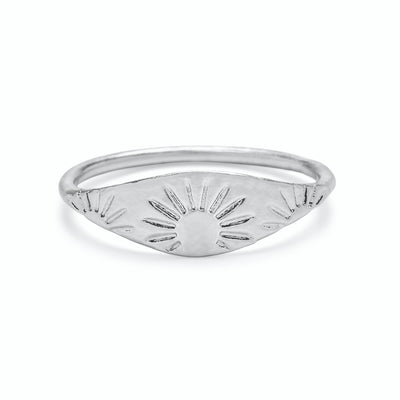 Engraved Sun Ring - Silver