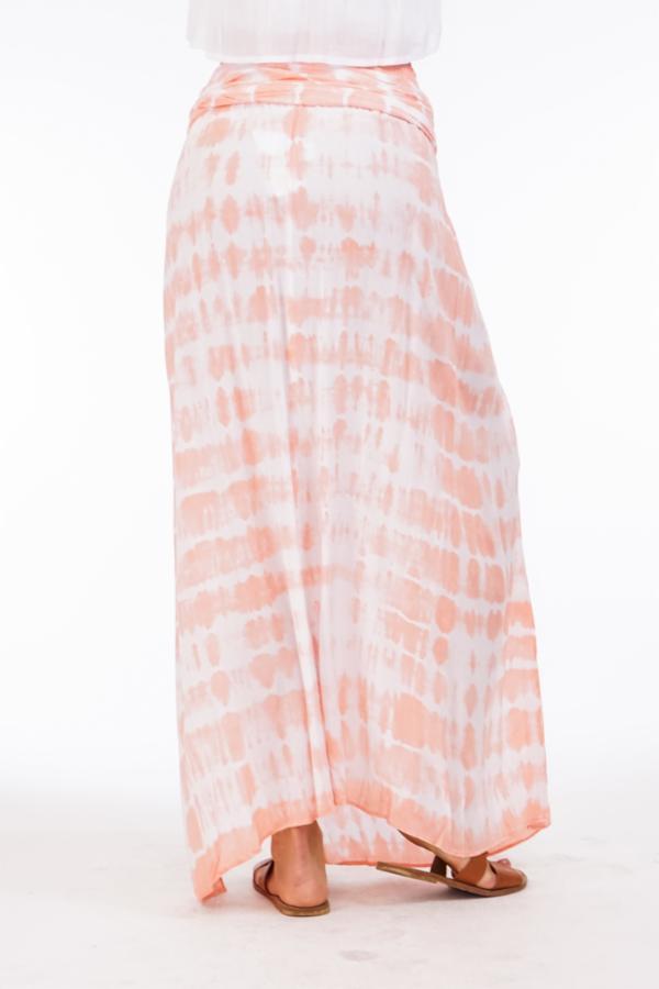 Grand Cayman Skirt - Peach Stripe Tie Dye