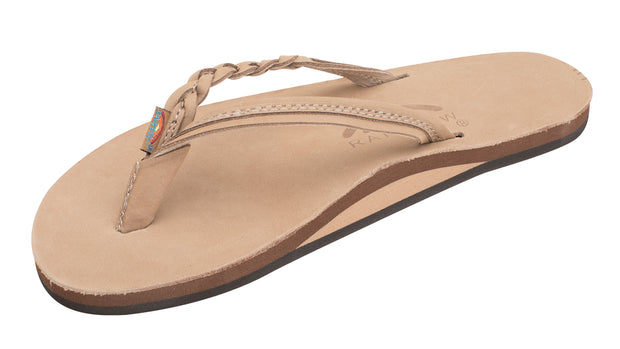 Women's Flirty Braidy - Single Layer Premier Leather with Arch Support with a Braided Strap - Sierra