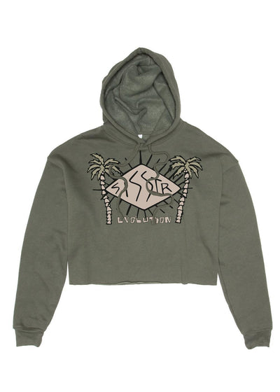 Island Mind Crop Hoodie - Moss