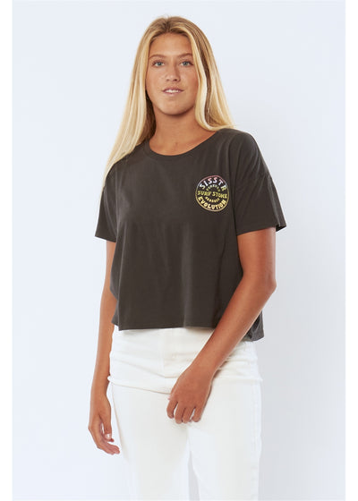 Surf Stoke S/S Crop Knit Tee - Charcoal
