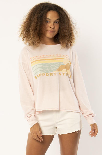 Stoked Long Sleeve Knit Tee - Pink Glow