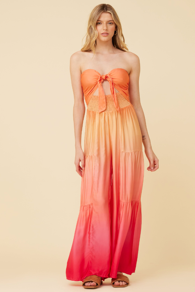 Sunset Umbre Dip Dye Satin Jumpsuit