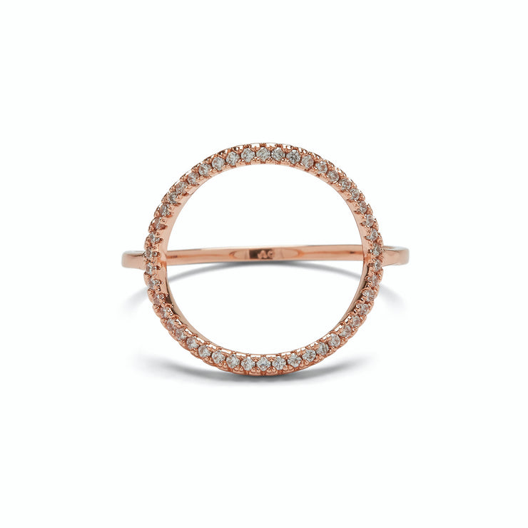 Pave Open Circle Ring - Rose Gold