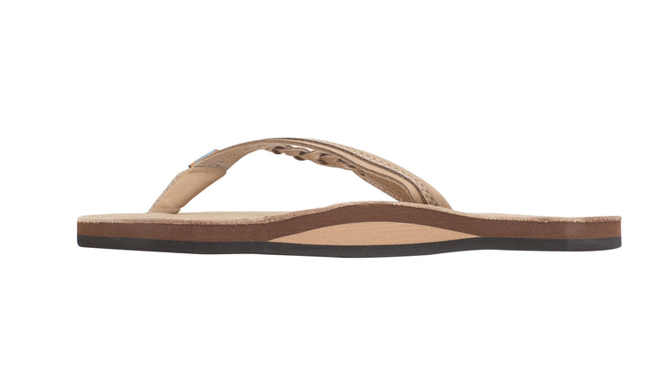 Women's Flirty Braidy - Single Layer Premier Leather with Arch Support with a Braided Strap - Sierra