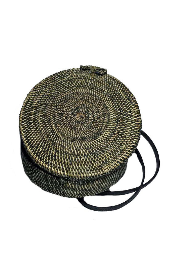Black and Natural Rattan Bag