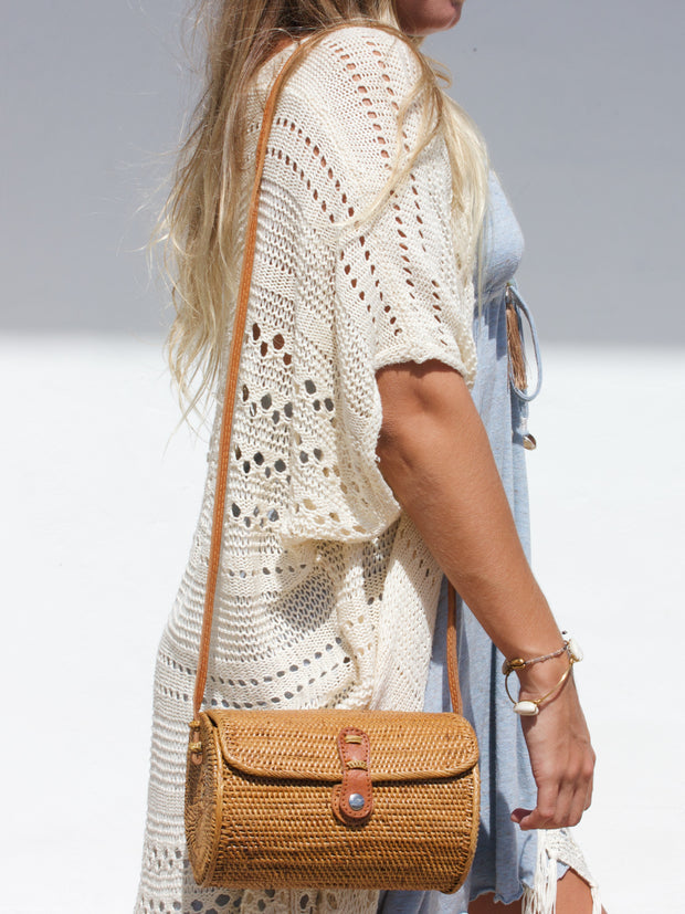 Long Circular Rattan Bag