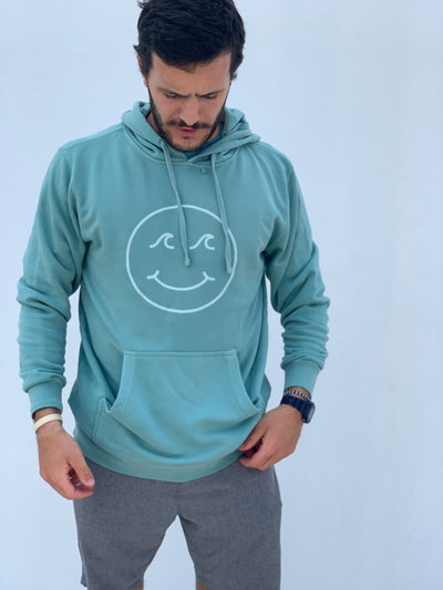 Gypsy Life Surf Shop - Smiley Face Pigment Dyed Hooded Sweatshirt - Mint