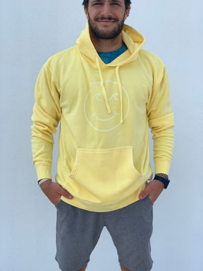 Gypsy Life Surf Shop - Smiley Face Pigment Dyed Hooded Sweatshirt - Yellow
