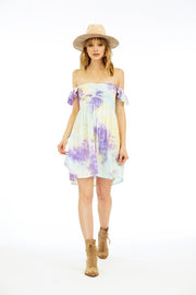 Hollie Dress Short Dress- Aqua/Yellow/Violet Smoke