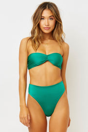 Jenna High Waisted Bikini Button - Everglade